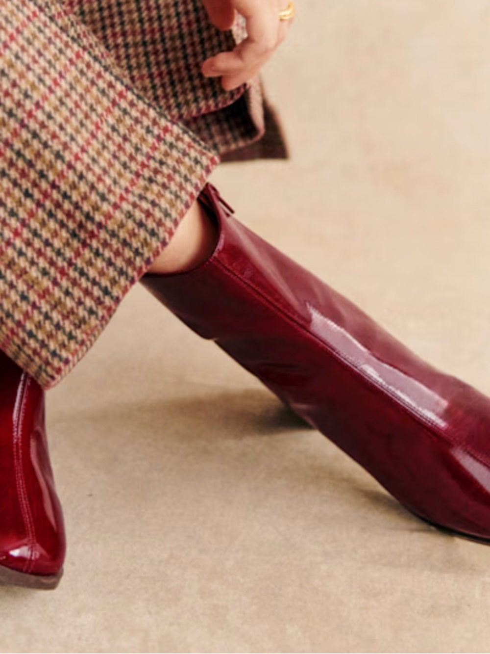 Sezane Burgundy Patent Ankle Boots - Picture 2 of 8